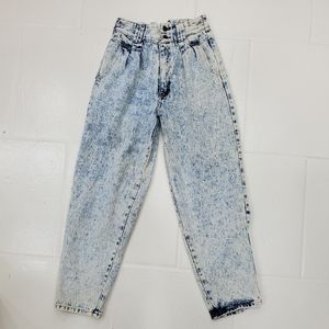 Vintage Free Agent 90s Acid wash jeans size 27 super high waist blue and cream